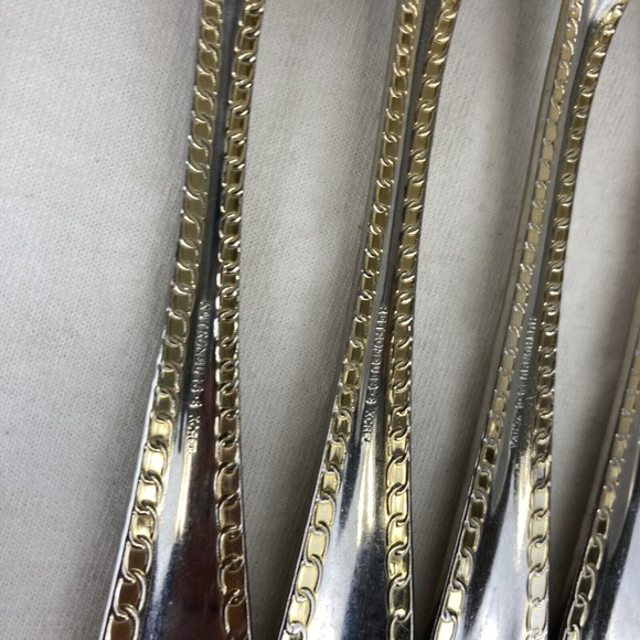 4 Retroneu GOLD ACCENT Chain 7 3/4” 18/8 Korea Stainless Dinner Fork Quality - Picture 10 of 12